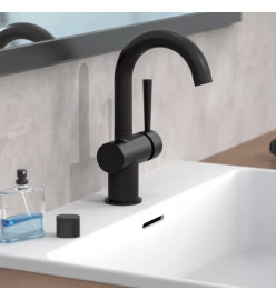 SCHÜTTE Mitigeur de lavabo CORNWALL avec poignée latérale noir mat