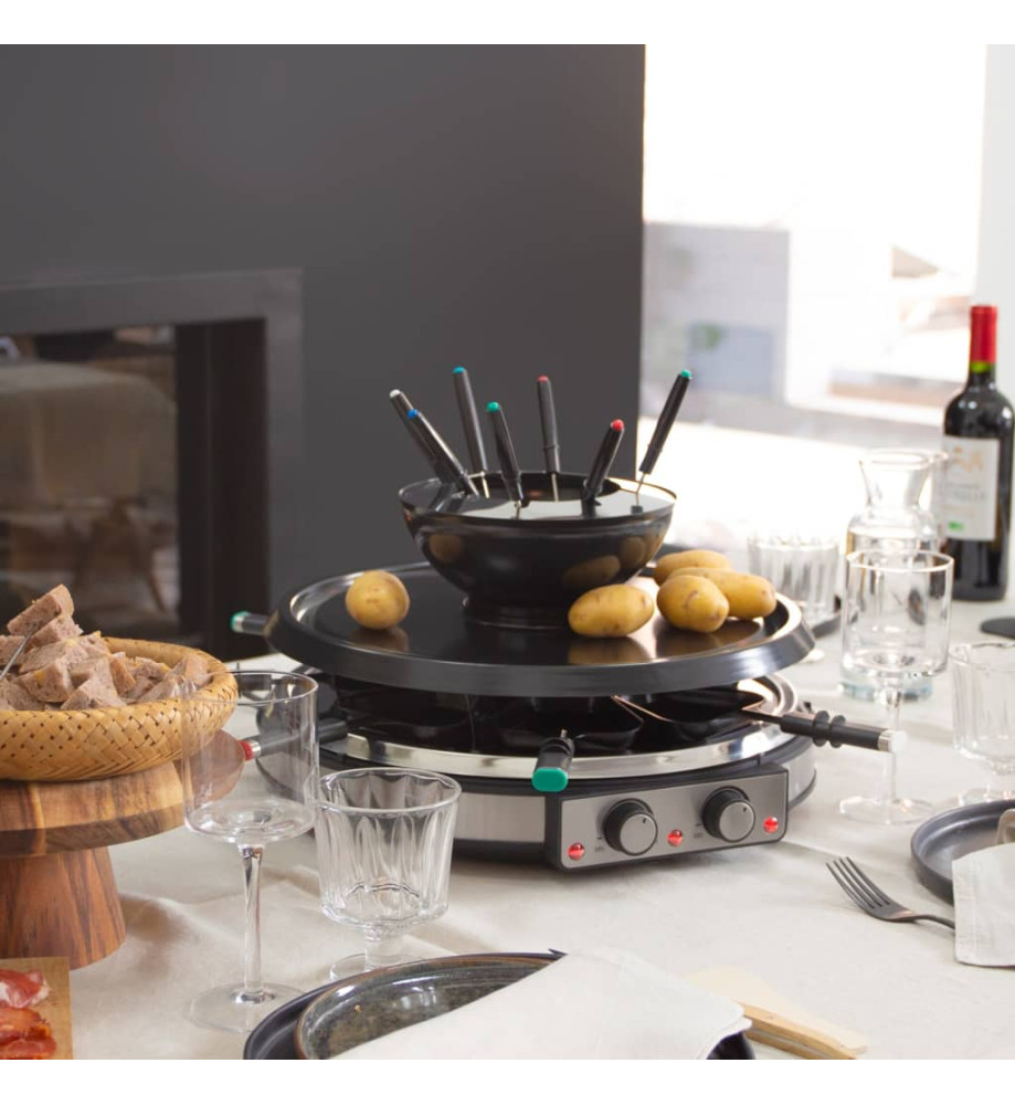 Livoo Ensemble de raclette grill et fondue 3 en 1 8-personnes 1900 W