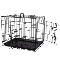 FLAMINGO Cage métallique animaux avec porte coulissante S Noir