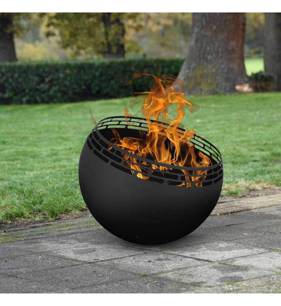 Esschert Design Bol à feu à rayures Noir