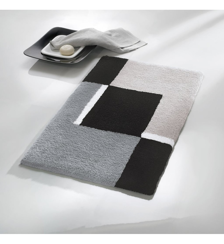 Kleine Wolke Tapis de bain Dakota Platinum 55x65 cm Gris et noir