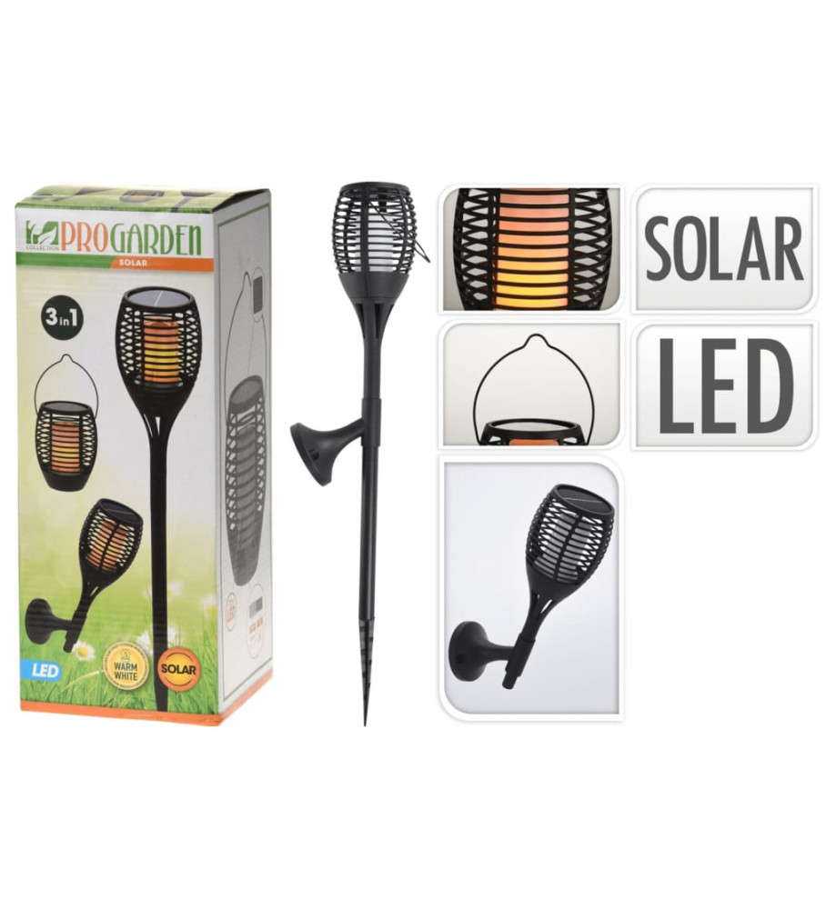 ProGarden Lampe solaire de jardin à LED 3 en 1 Noir