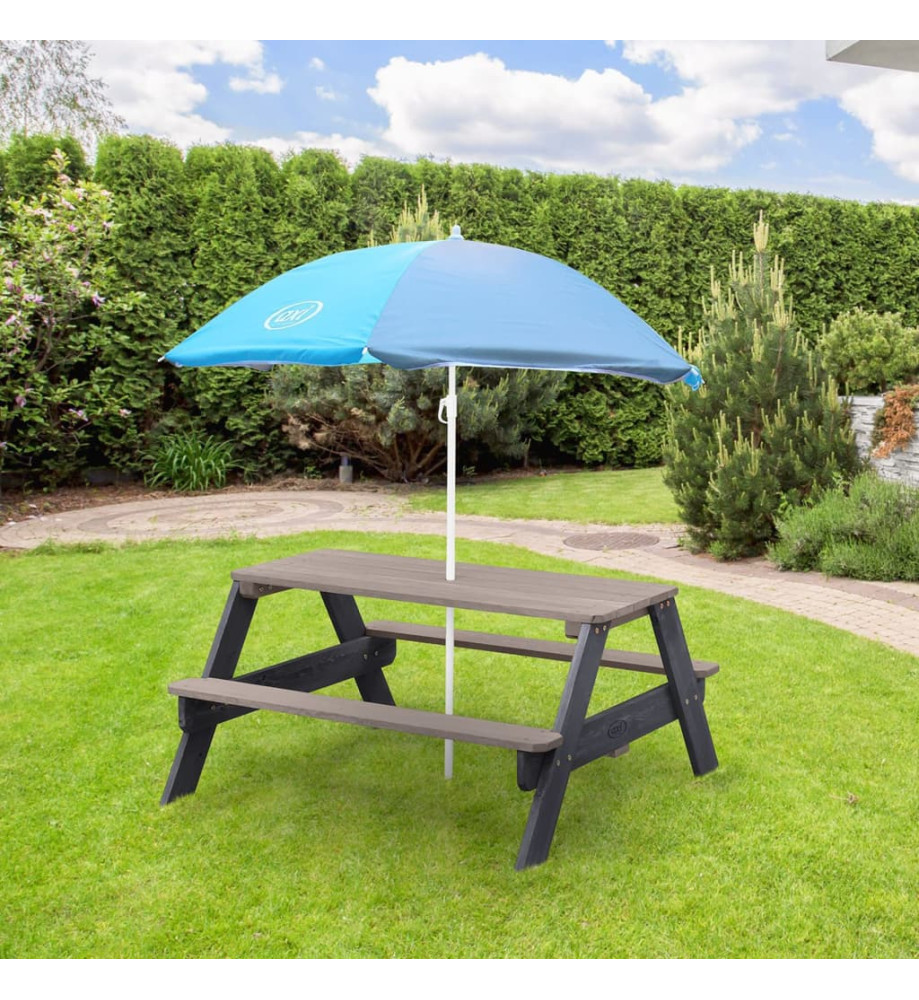 AXI Table de pique-nique pour enfants Nick et parasol Marron et gris