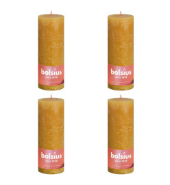 Bolsius Bougies pilier rustiques 4 pcs 190x68 mm Jaune nid d'abeilles