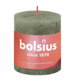 Bolsius Bougies pilier rustiques Shine 4 pcs 80x68 mm Vert olive