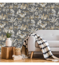 DUTCH WALLCOVERINGS Papier peint Léopard Gris et beige