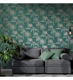 DUTCH WALLCOVERINGS Papier peint Arbres Bleu sarcelle et argenté