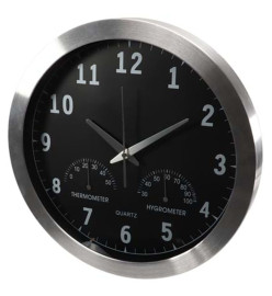 Perel Horloge murale 35,5 cm Noir et argenté