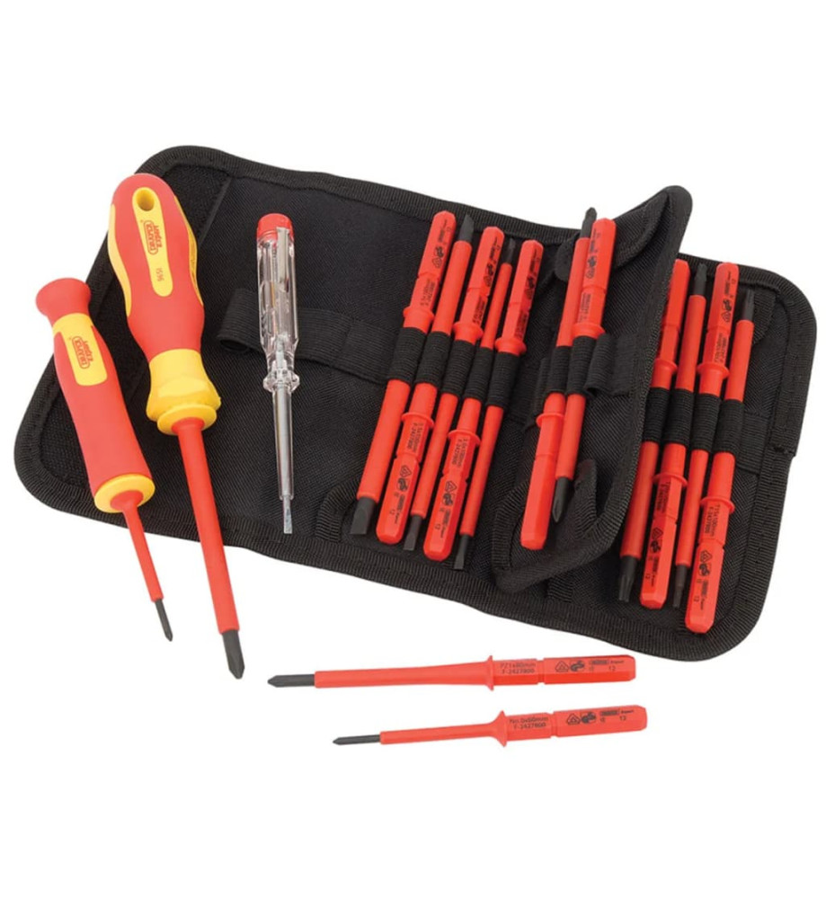 Draper Tools Testeur de tension et de tournevis isolé 18 pièces 05776