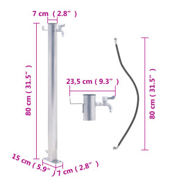 Colonne à eau de jardin 80 cm acier inoxydable rond