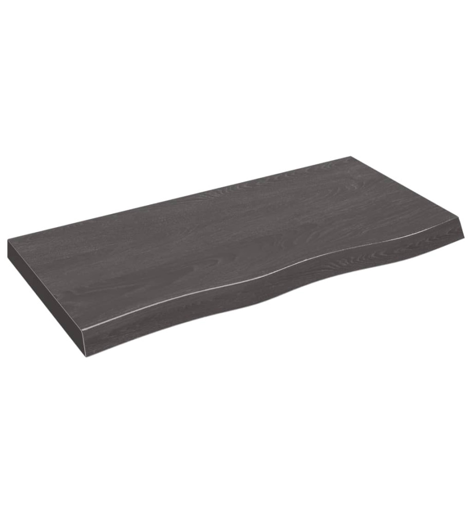 Étagère murale gris foncé 100x50x6 cm bois chêne massif traité