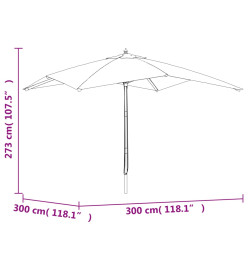 Parasol de jardin avec mât en bois vert 300x300x273 cm