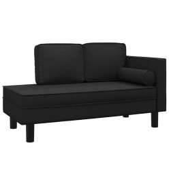 Chaise longue avec coussins et traversin noir tissu