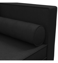 Chaise longue avec coussins et traversin noir tissu