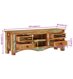 Meuble TV 110x30x40 cm bois massif de récupération