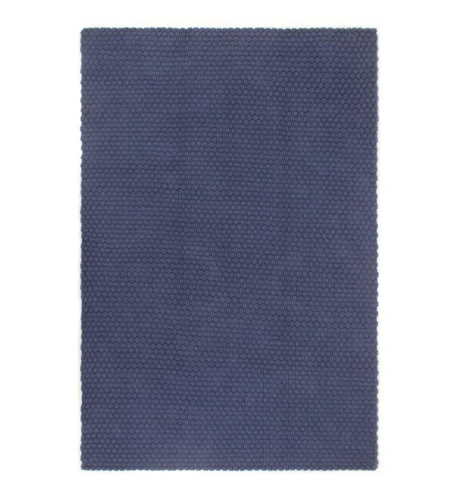 Tapis rectangulaire Bleu marine 80x160 cm Coton