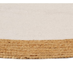 Tapis tressé Blanc et naturel 150 cm Jute et coton Rond