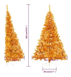 Demi sapin de Noël artificiel avec support doré 180 cm PET