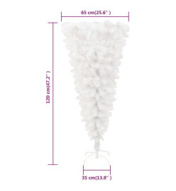 Sapin de Noël artificiel renversé avec support Blanc 120 cm