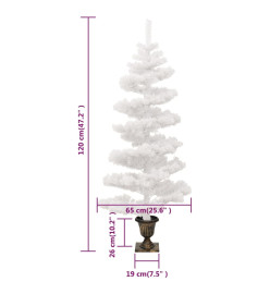 Arbre de Noël hélicoïdal pré-éclairé avec pot blanc 120 cm PVC