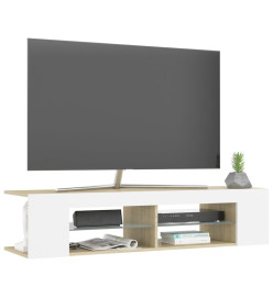 Meuble TV avec lumières LED blanc et chêne sonoma 135x39x30 cm