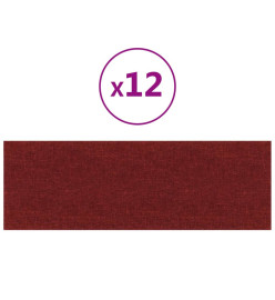 Panneaux muraux 12 pcs Rouge bordeaux 90x30 cm Tissu 3,24 m²