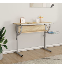 Bureau d'artisanat chêne sonoma et gris 110x53x(58-87) cm