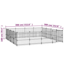 Chenil d'extérieur pour chiens Acier 15,05 m²