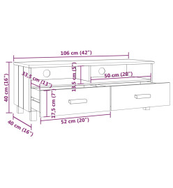 Meuble TV HAMAR Marron miel 106x40x40 cm Bois massif de pin