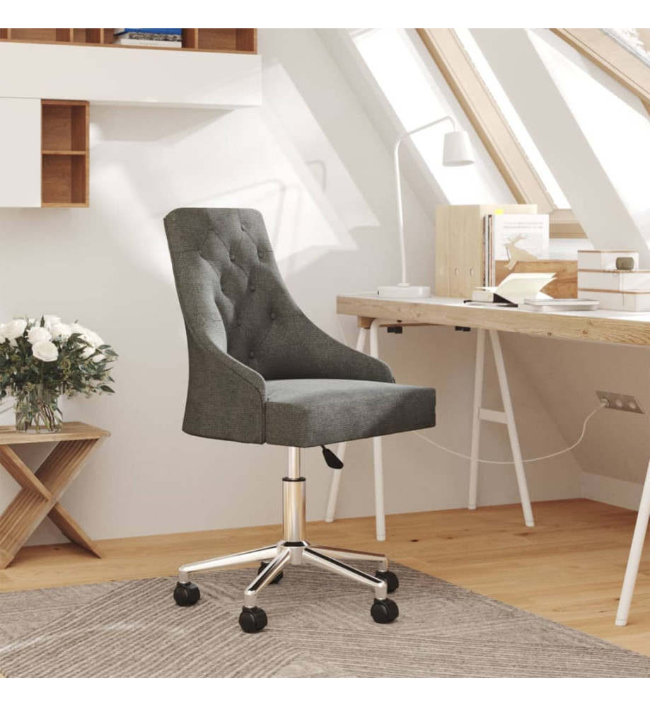 Chaise pivotante de bureau Gris foncé Tissu