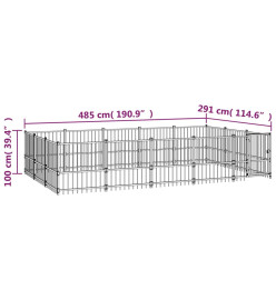 Chenil d'extérieur pour chiens Acier 14,11 m²