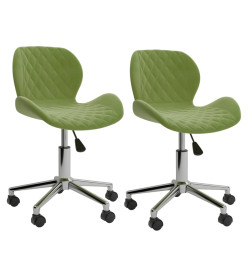 Chaises pivotantes à manger lot de 2 Vert clair Velours