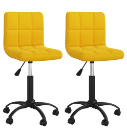 Chaises à manger pivotantes lot de 2 jaune moutarde velours