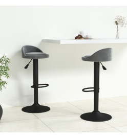 Tabourets de bar lot de 2 gris foncé velours