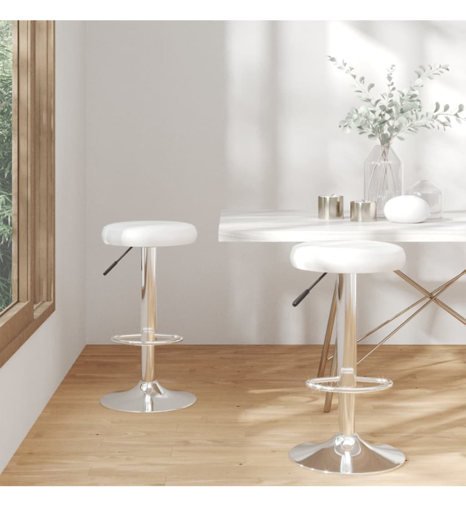 Tabourets de bar 2 pcs Blanc Similicuir