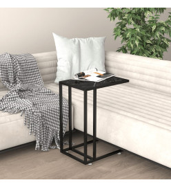 Table d'appoint ordinateur Marbre noir 50x35x65 cm Verre trempé