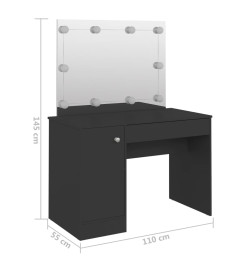 Table de maquillage avec éclairage LED 110x55x145 cm MDF Noir