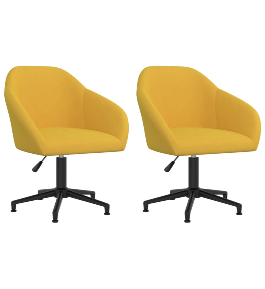 Chaises pivotantes à manger lot de 2 jaune velours