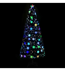 Sapin de Noël et flocons de neige LED Noir 210 cm Fibre optique