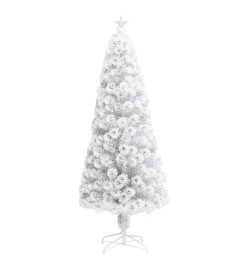 Arbre de Noël artificiel pré-éclairé blanc 240 cm fibre optique