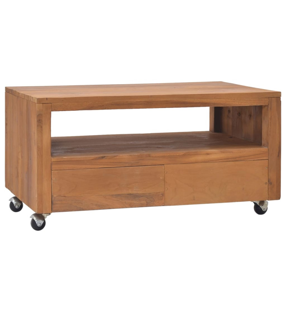 Meuble TV avec roues 80x50x42 cm Bois de teck solide