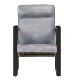 Fauteuil 60x75x90 cm Gris Cuir de chèvre véritable