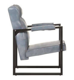 Fauteuil 60x75x90 cm Gris Cuir de chèvre véritable