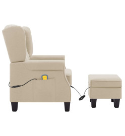 Fauteuil de massage avec repose-pied Crème Tissu