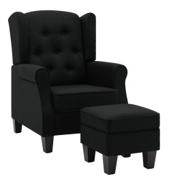 Fauteuil avec repose-pied Noir Tissu