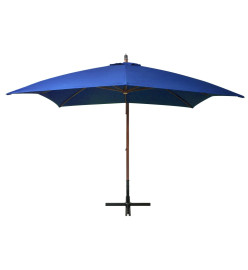 Parasol suspendu avec mât Bleu azuré 3x3 m Bois de sapin massif