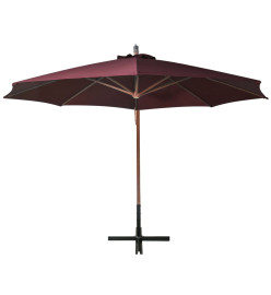 Parasol suspendu avec mât Rouge bordeaux 3,5x2,9m Bois de sapin