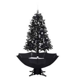 Arbre de Noël neigeux avec base de parapluie Noir 170 cm PVC