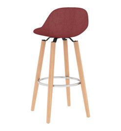 Tabourets de bar lot de 2 rouge bordeaux tissu