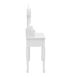 Coiffeuse avec tabouret et miroir pliable en 3 Blanc